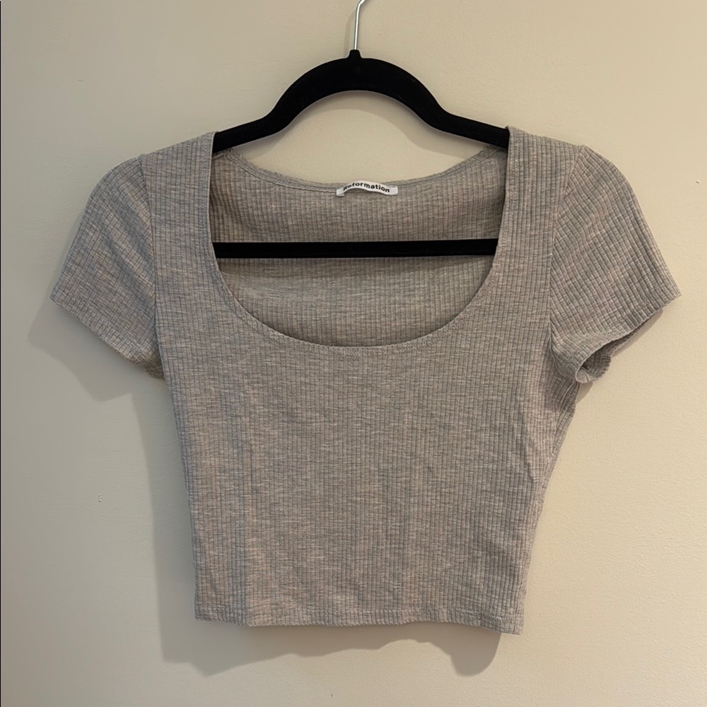 Reformation Gray Ribbed crop Top